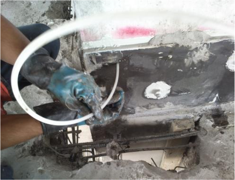 Refuerzo de columnas con placas de acero e inyección de epoxico