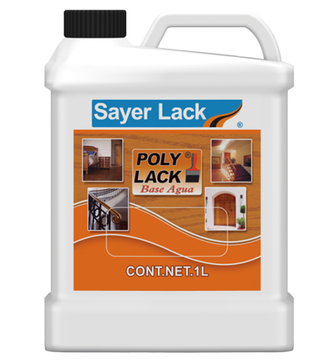 POLY LACK UB-08XX
Acabado de poliuretano autoreticulable de fácil
aplicación listo para su uso, con todas las ventajas de un
producto base agua sin problemas de olor residual
dejando una película con buena resistencia al desgaste
por abrasión y de fácil limpieza.
USO
Acabado monocomponente base agua para barnizar
pisos de parquet peldaños de madera en escaleras
de uso en interiores y excelente para
dar mantenimiento periódico.
Proporciona una película resistente a roces
golpes y productos de limpieza de uso doméstico
CARACTERÍSTICAS
ACABADO: BRILLANTE/MATE/ SATINADO
DILUIR CON AGUA
RENDIMIENTO TEÓRICO: 7 A 10 M2/L
APLICACIÓN: BROCHA/PISTOLA
PRESENTACIÓN LITRO