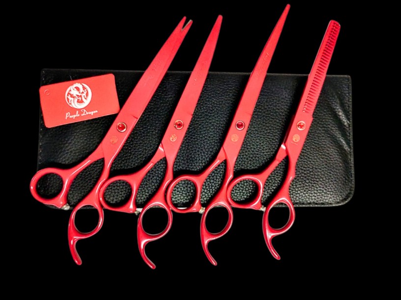 TA02 SET DE TIJERAS 
PROFESIONAL PURPLE 
DRAGON ROJO 4 PZS