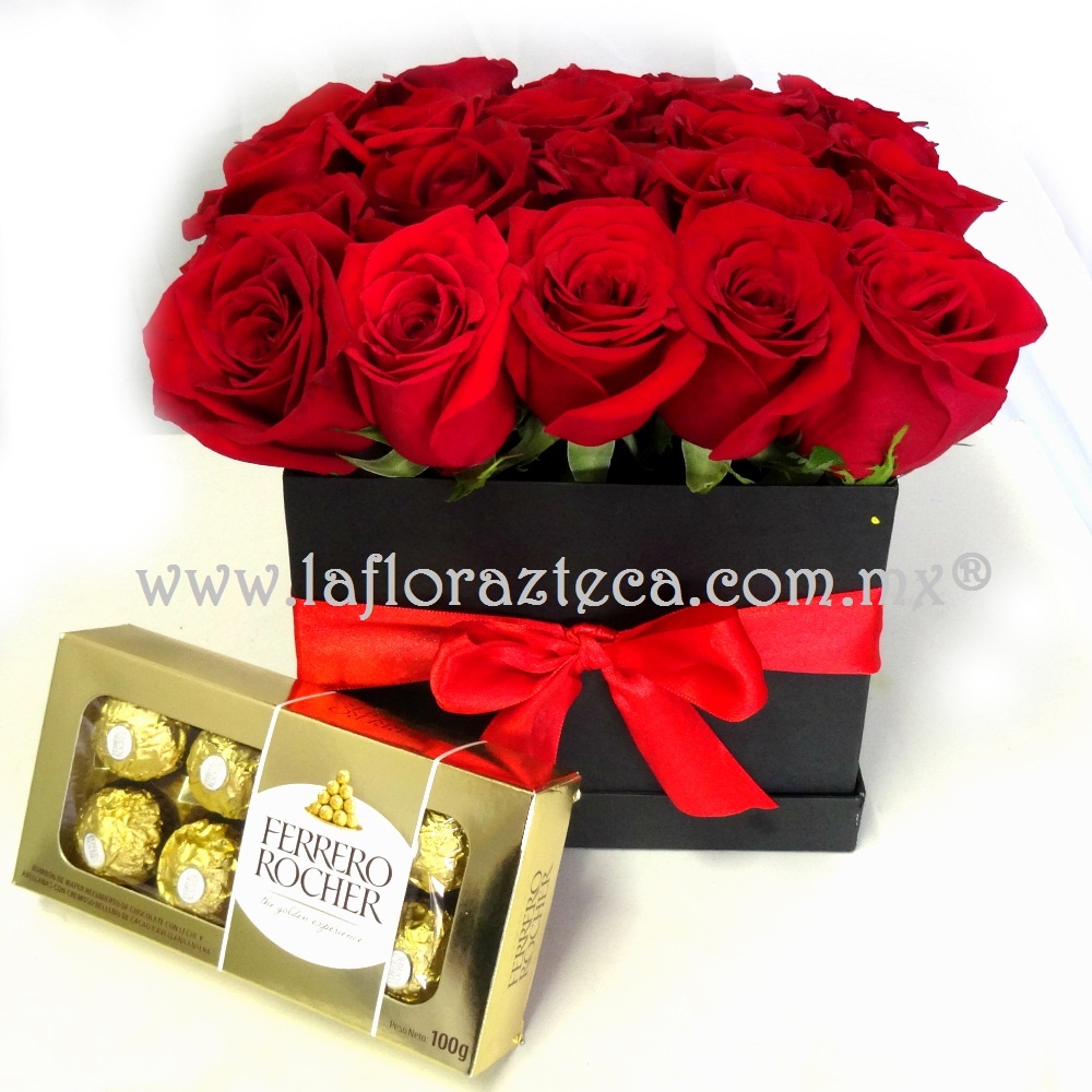 Caja 24 rosas + ferrero
