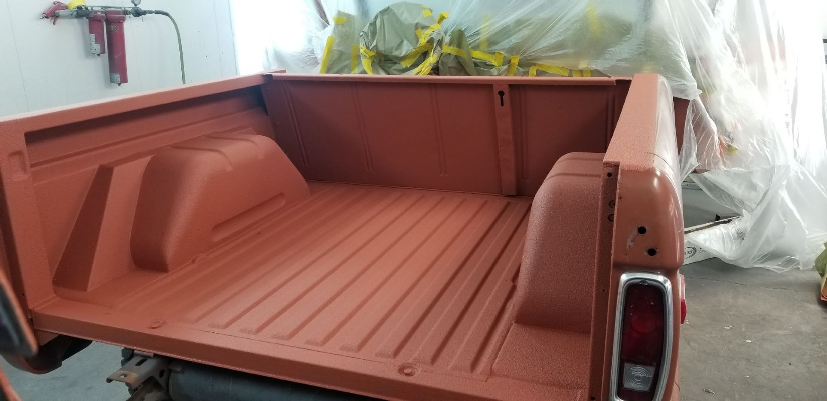 Bed liner coating to match exterior paint