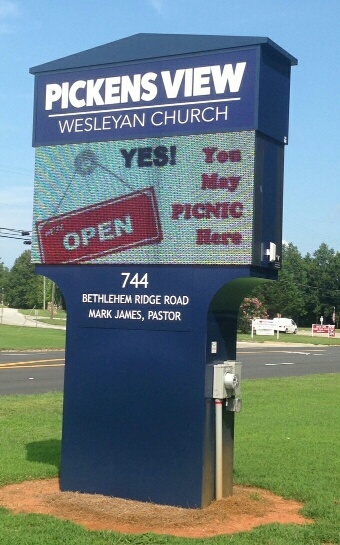Pickens View Wesleyan Church SC, Complete new signage with 4x8 16mm full color LED