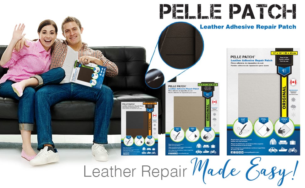Pelle Patch - Leather & Vinyl Adhesive Repair Patch - 25 Colors Available - Original 8x11 - Light Grey