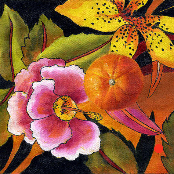 Orange & Hibiscus
6x6 
Oil on panel