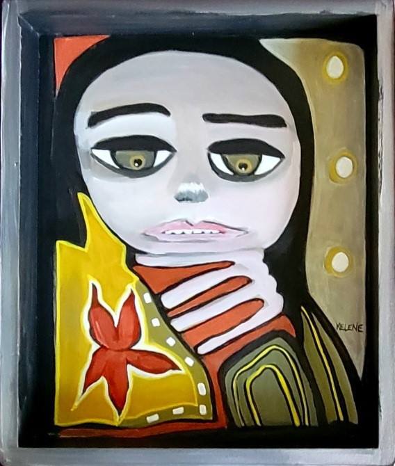 Title: In Between. 12 X 12 Acrylic on wood panel Kelene 2023 $120.00