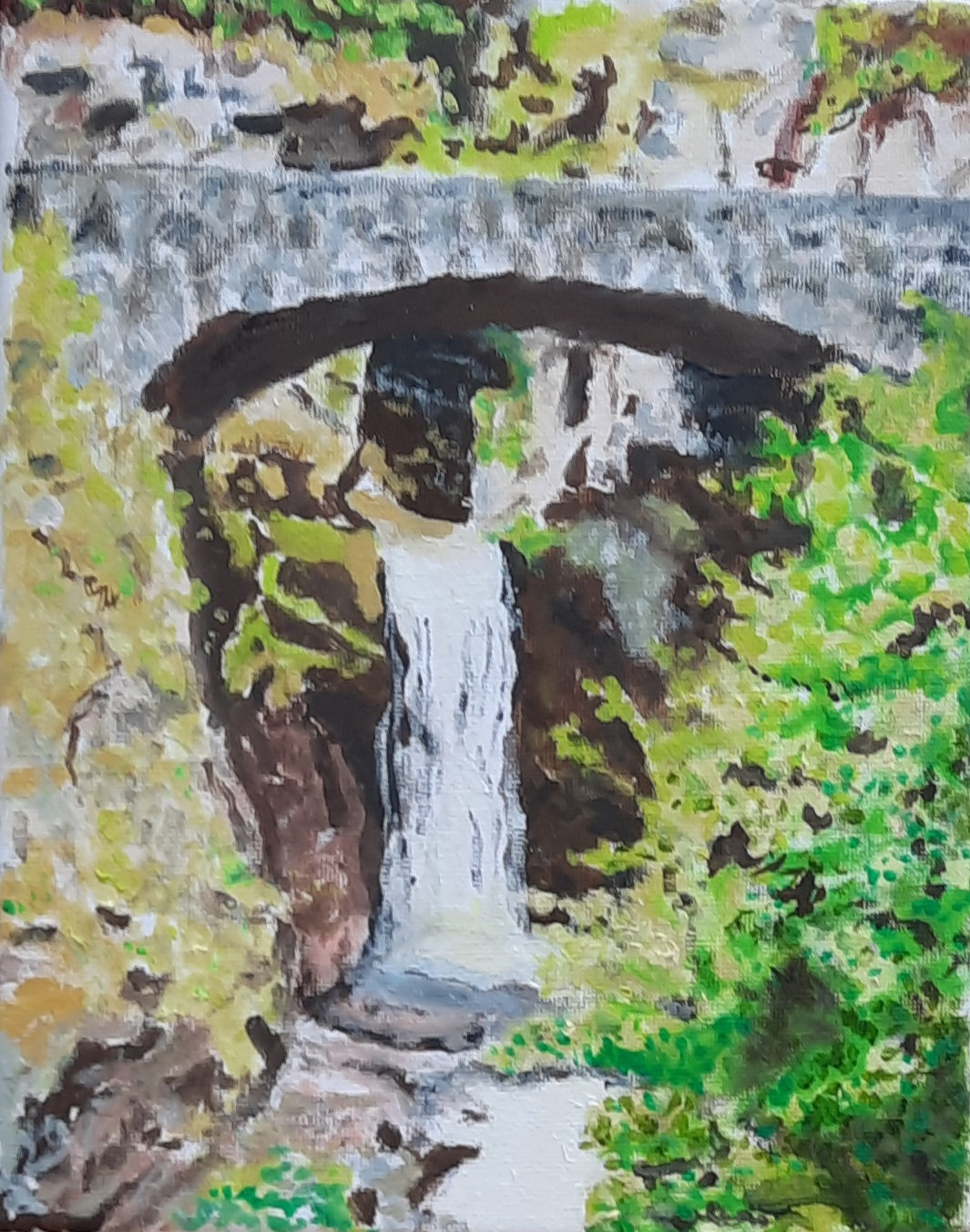 Op-104 CHRISTINE FALLS BRIDGE 10X8 oil on Canvas 2024