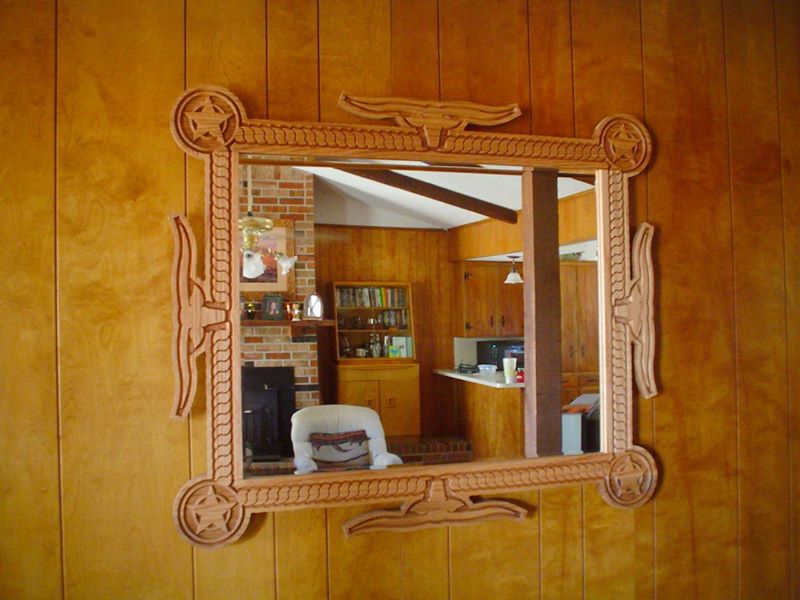Custom Engraved Mirror Frame Red Oak