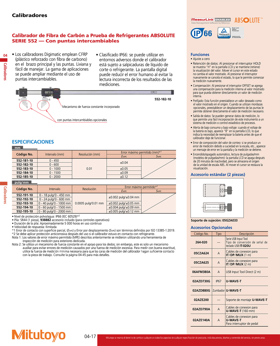 Calibrador de fibra de carbón puntas intercambiables