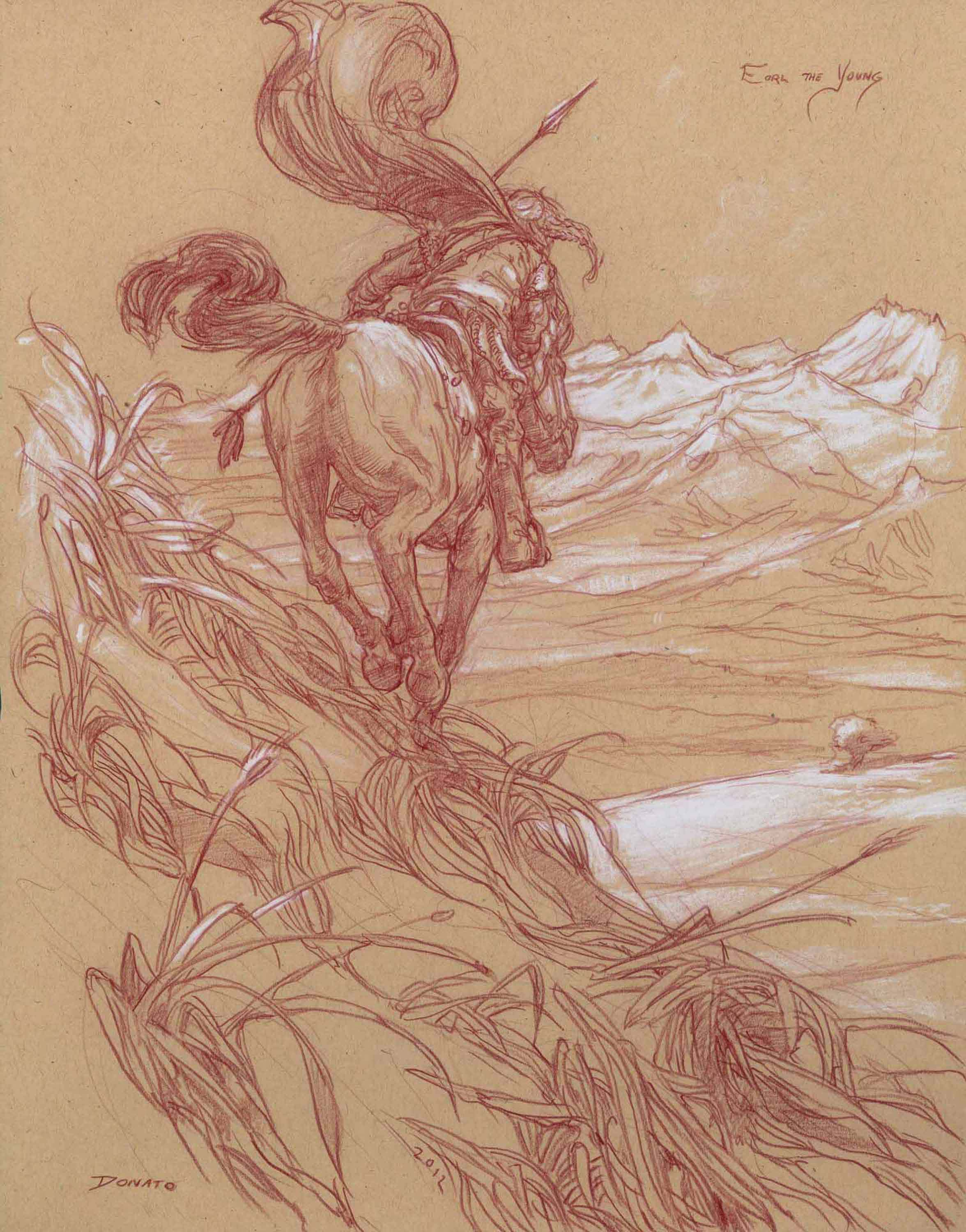 Eorl the Young
14" x11"  Watercolor Pencil and Chalk on Toned paper 2012
private collection