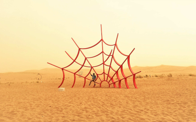 The Web of Dreams - painted steel - H.800 cm.- Miqin - desert - China 
