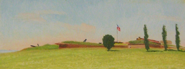 Kushnir, Ft. McHenry, Morning, 3" x 8" Oil