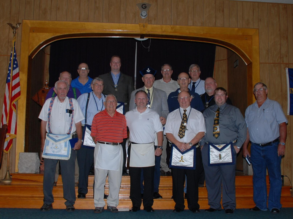 A newly made Master Mason and the team that helped with the Ritual.