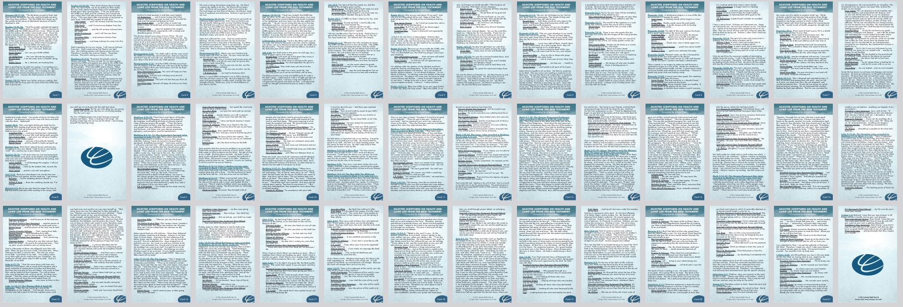 Selected Scriptures On Health & Long Life - 21-card set in a hard plastic case: $16.00