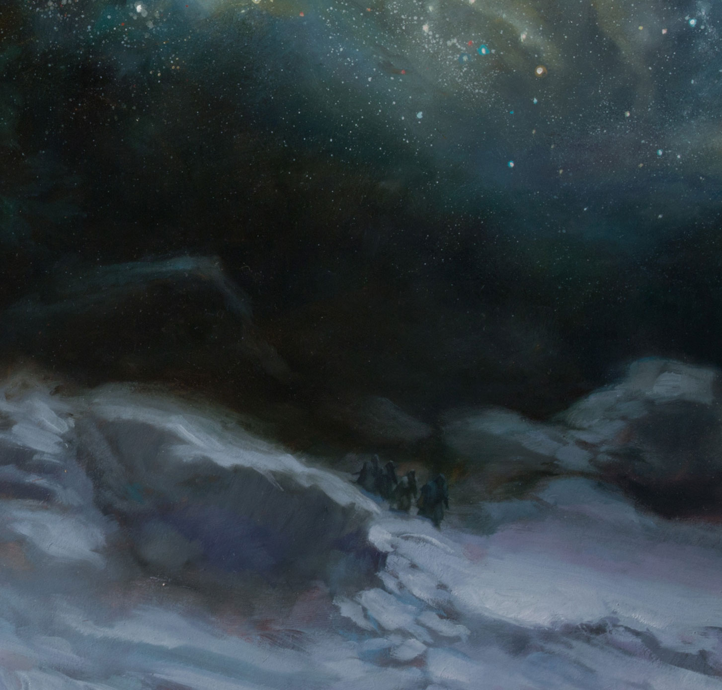 A group of the Night's Watch emerges from the trees.