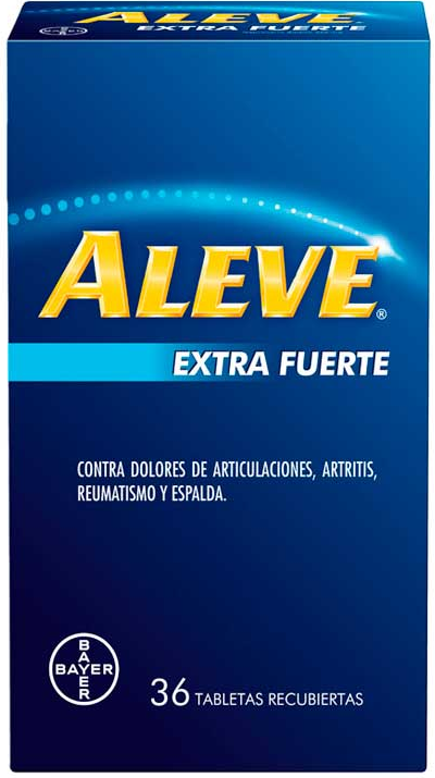 Aleve es el analgésico ideal para los fuertes dolores de cuerpo, articulaciones y espalda, gracias a su acción prolongada y poder anti-inflamatorio, brindando alivio hasta por 12 horas