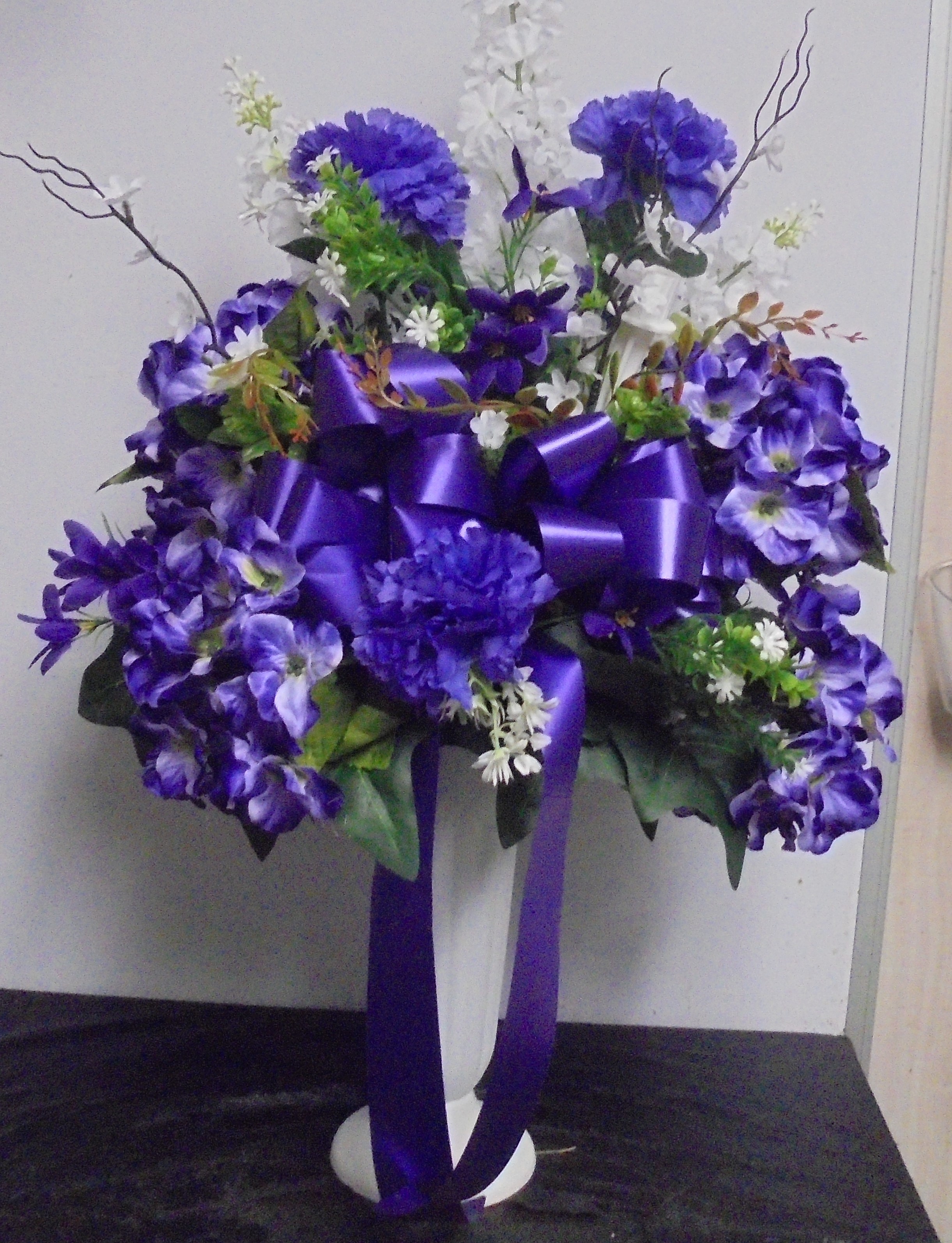 "Silk" Cemetery Vase
(Purple)
$65.00