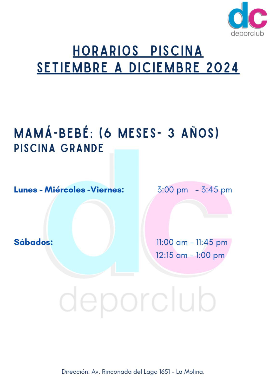 Horario Natación Libre
