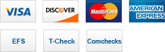 We accept Visa, Discover, MasterCard, American Express, EFS, T-Check and Comchecks.