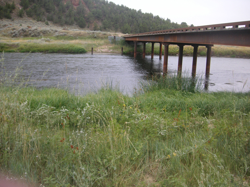 Steel bridge over river montana||||