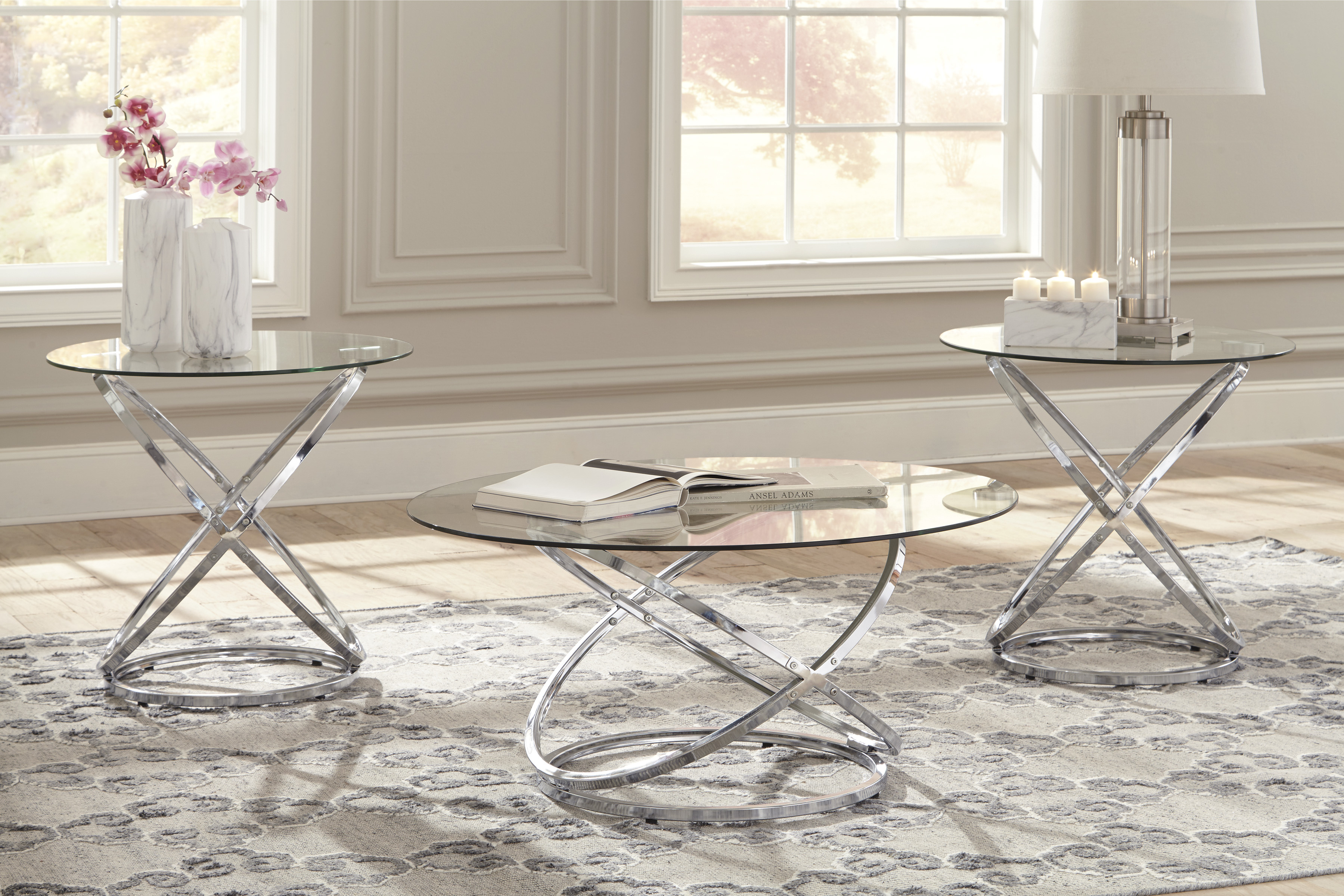 (T-270) Hollynix 3 pc Occasional Table Set