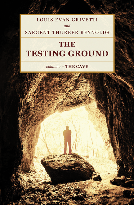 "The Testing Ground  — The Cave" book cover, showing a mysterious figure silhouetted at the entrance of a cave