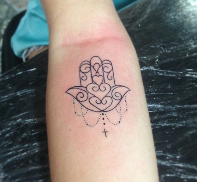 Heart and Rosary Tattoo