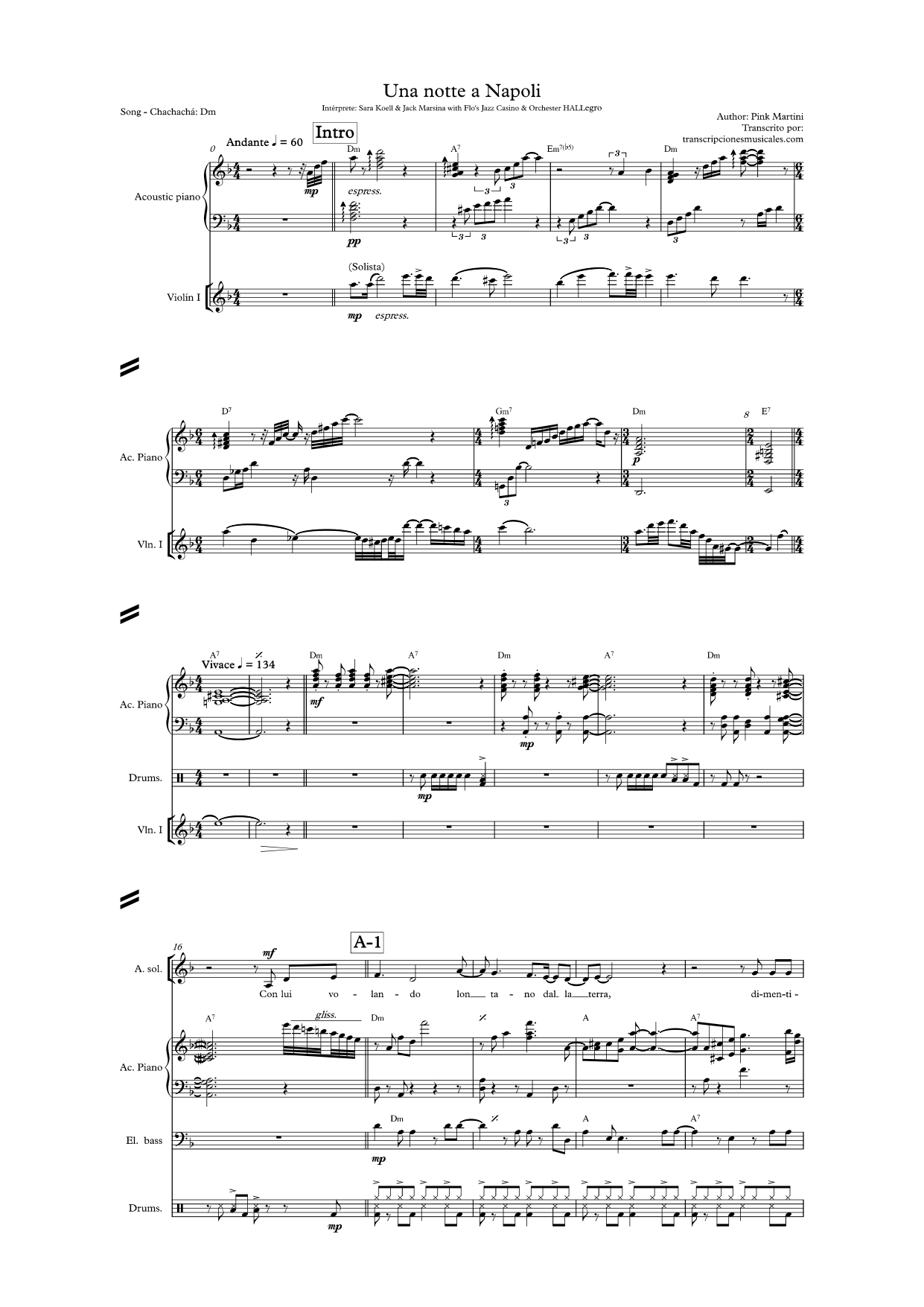 Una notte a Napoli - partitura hoja 1