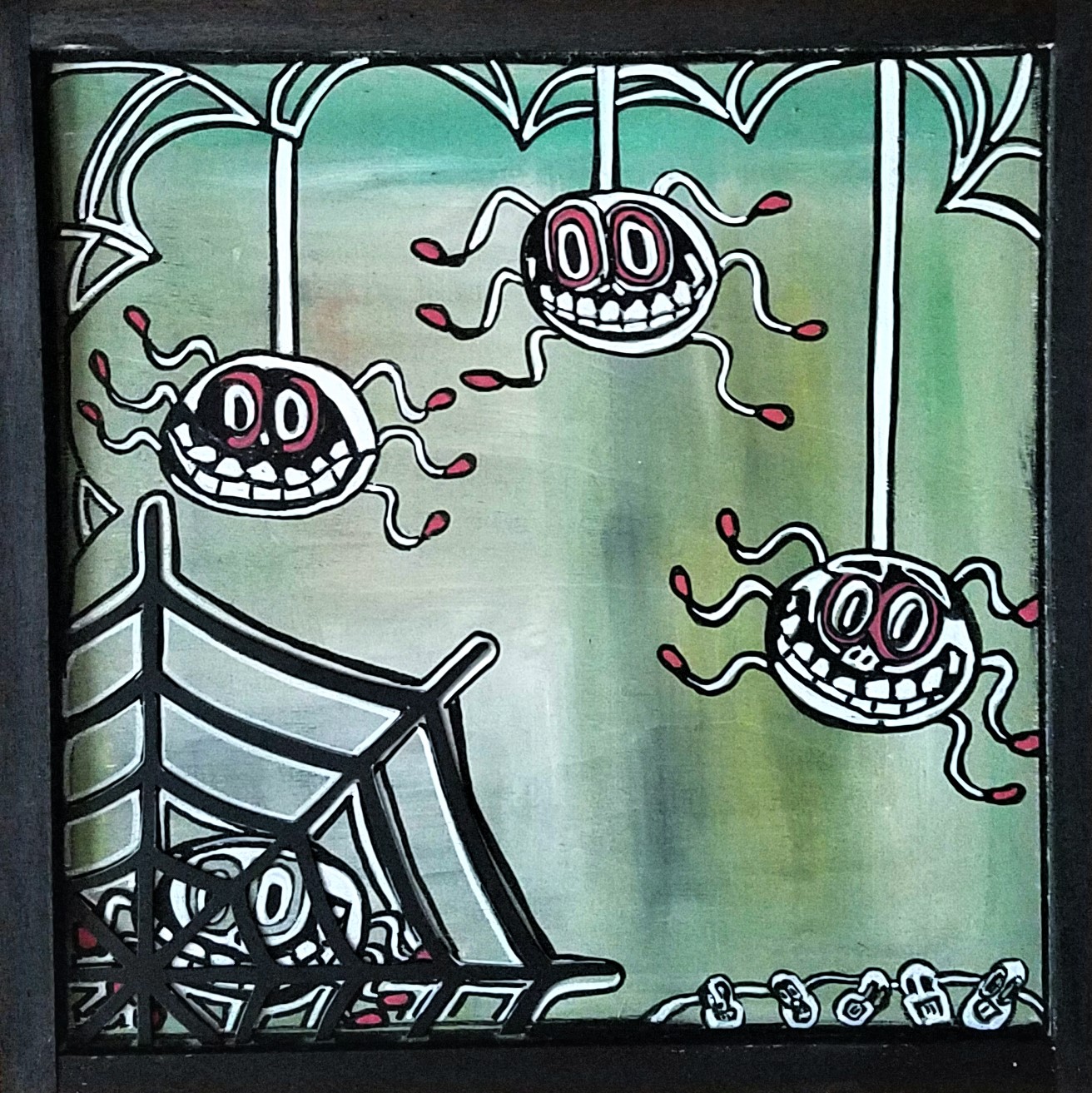 SOLD Title: Spiders acrylic on canvas. Small painting