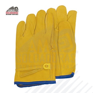 OPERADOR CON AJUSTE EN MUÑECA
Categoría: Manejo de maquinaria y herramientas
Fabricados con: Piel
Descripción: Tamaño estándar. Guante de piel de res (vacuno) grueso 1.2/1.3 mm de espesor con ajuste de plástico (dieléctrico), color anilina amarillo metanil. Recomendaciones: Ideal para trabajos donde se requiera maniobrar con algún tipo de herramienta de mano.