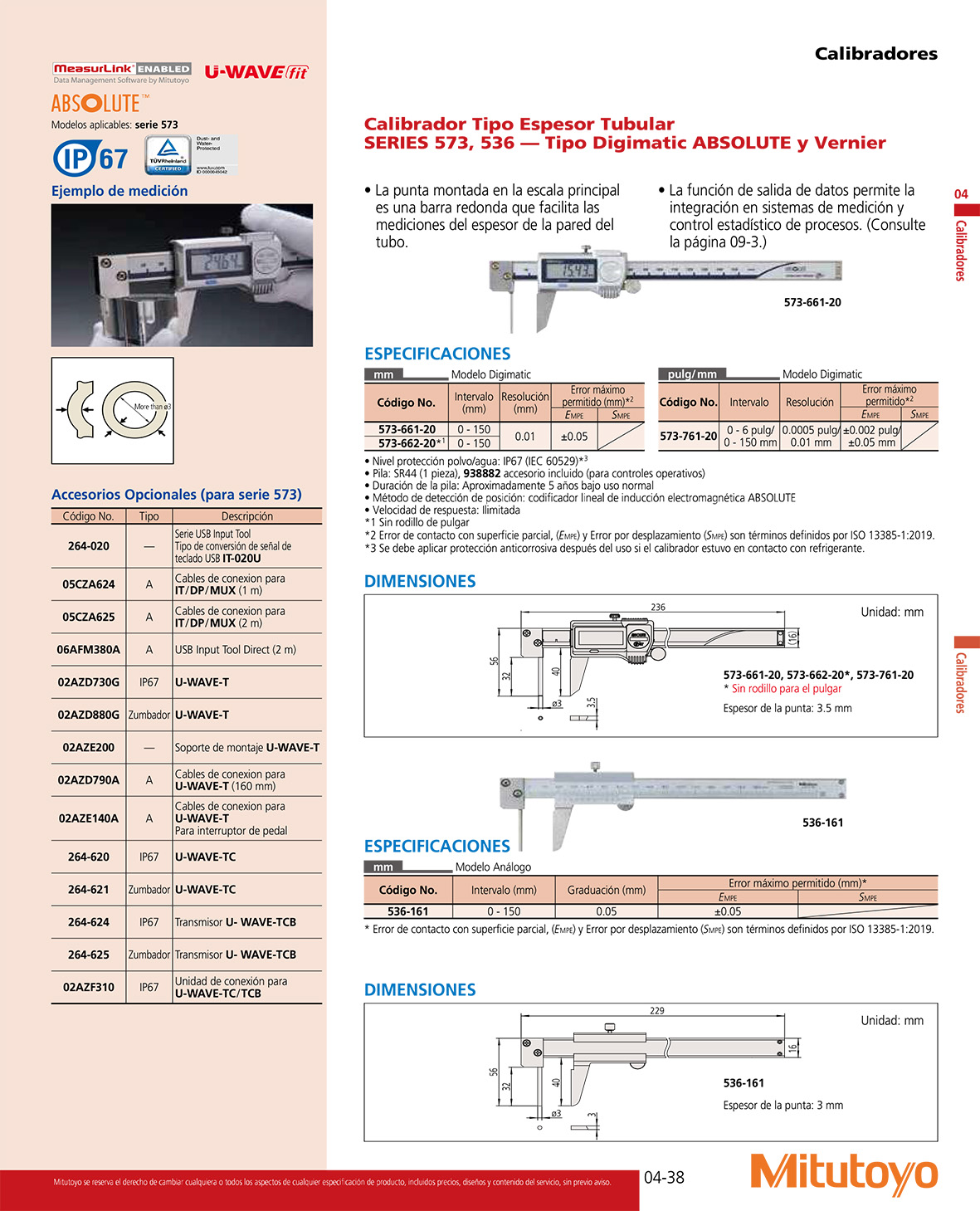 Calibrador tipo espesor tubular