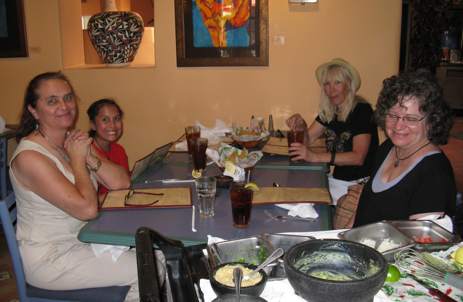 Guacamole was made right at our table- Doris, Bri, Tana and Lea