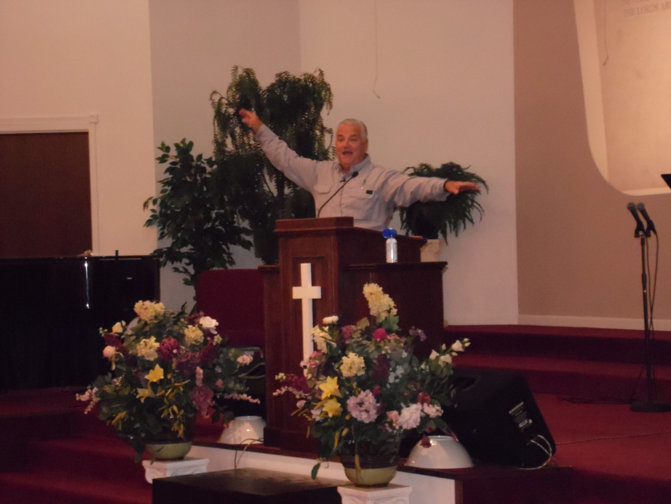 Pastor Hart leading the music at VBS 2014.  