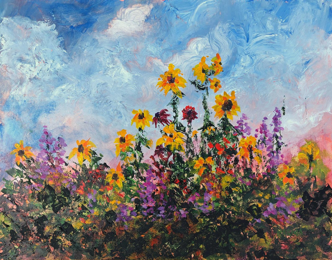 Sunflower Party
Original acrylic painting on panel