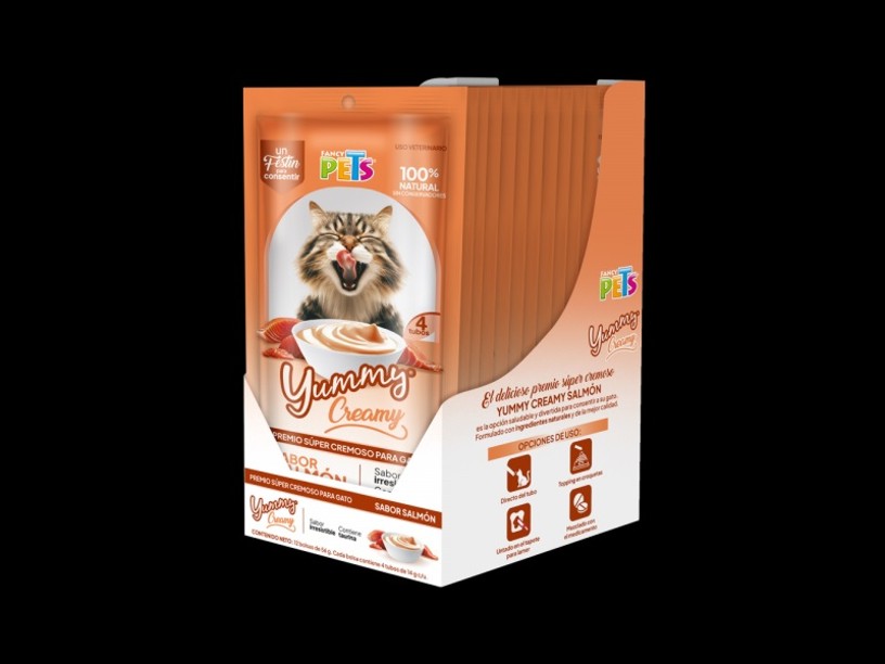 FL9207 CAJA DISPLAY 
YUMMY CREAMY P/GATO 
SALMON- 12 PZS