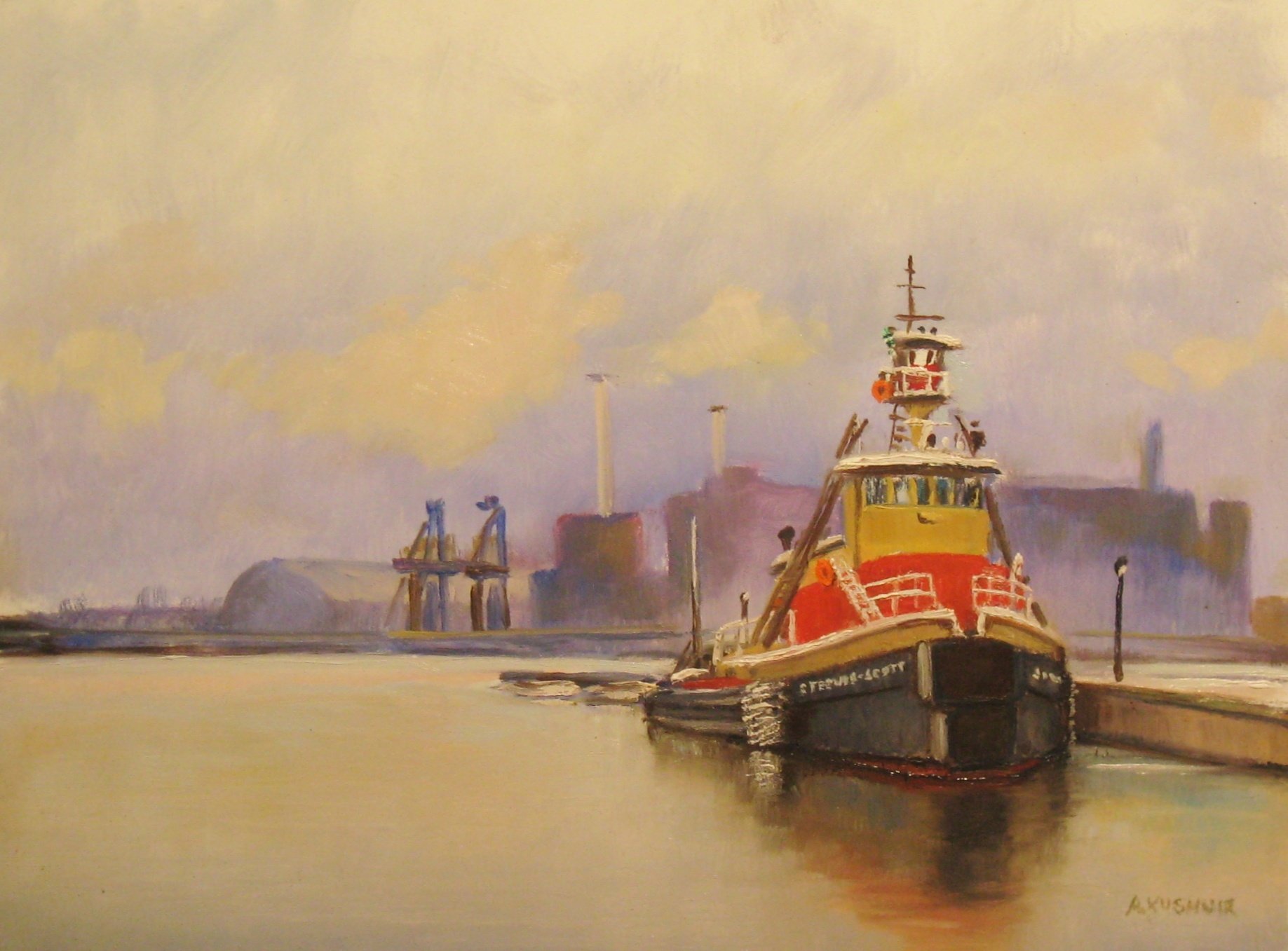 Kushnir, Tugboat, 9 x 12, Oil