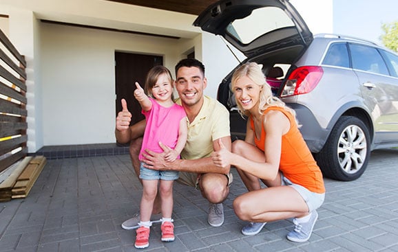 Happy Family With Car