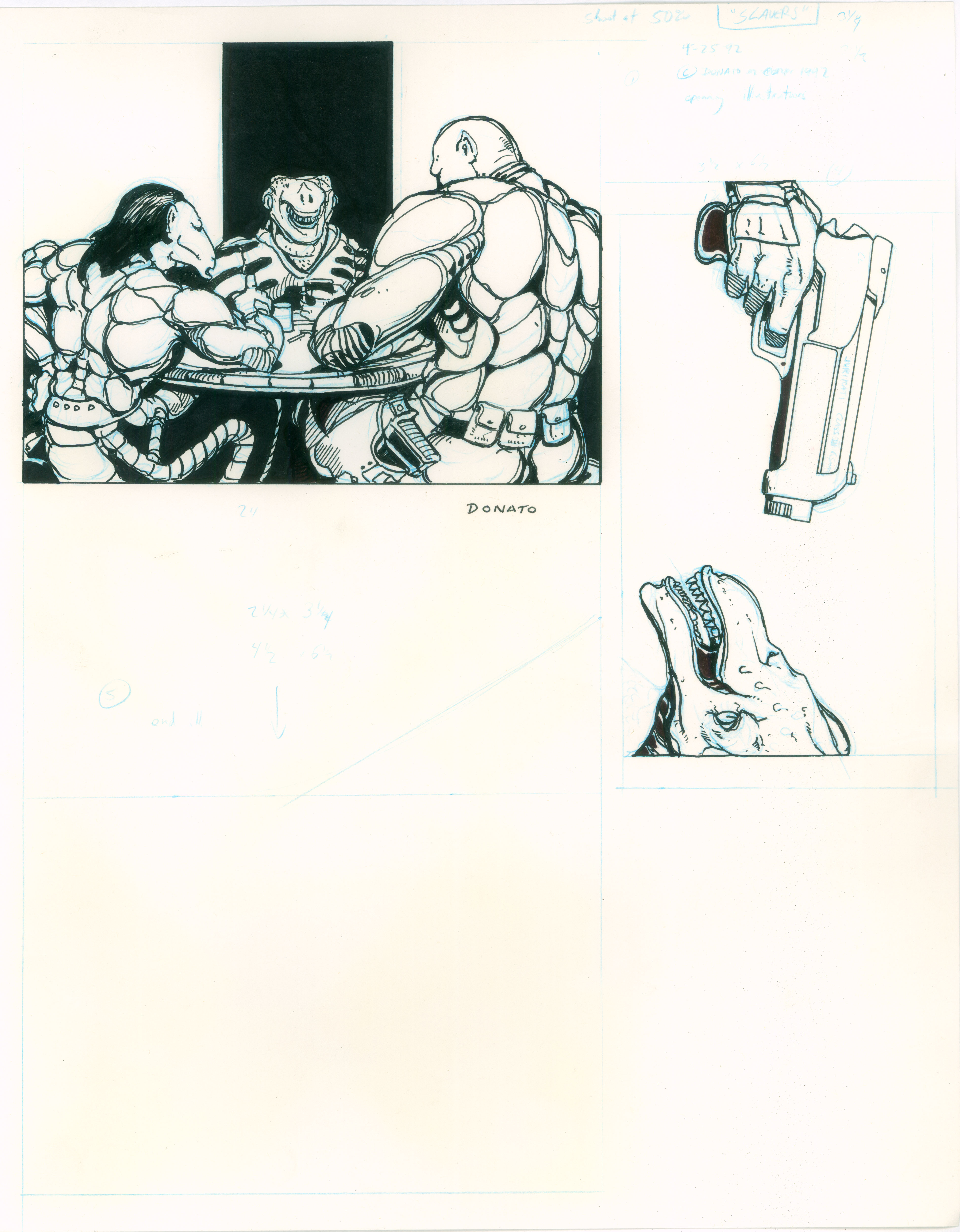 Omega Corps Comic
spot illustrations
The Job
11" x 14" ink on bristol paper
1991
$400