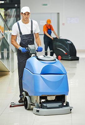 Male Worker Cleaning Business Hall Male Worker Cleaning Business Hall