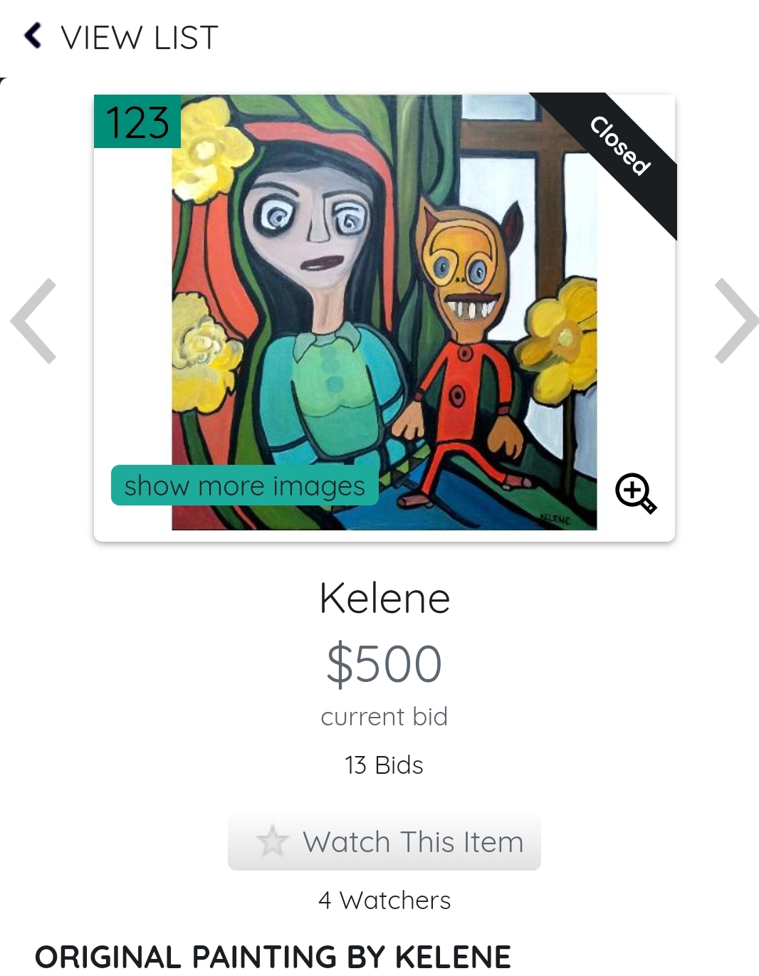 sold painting by kelene