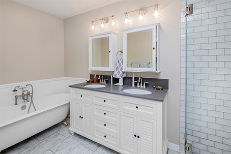 Bathroom with Glass Shower and Bathtub