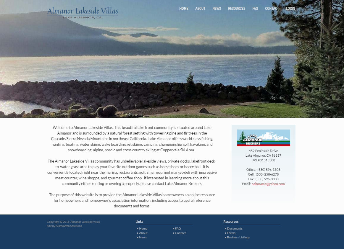 Almanor Lakeside Villas Website