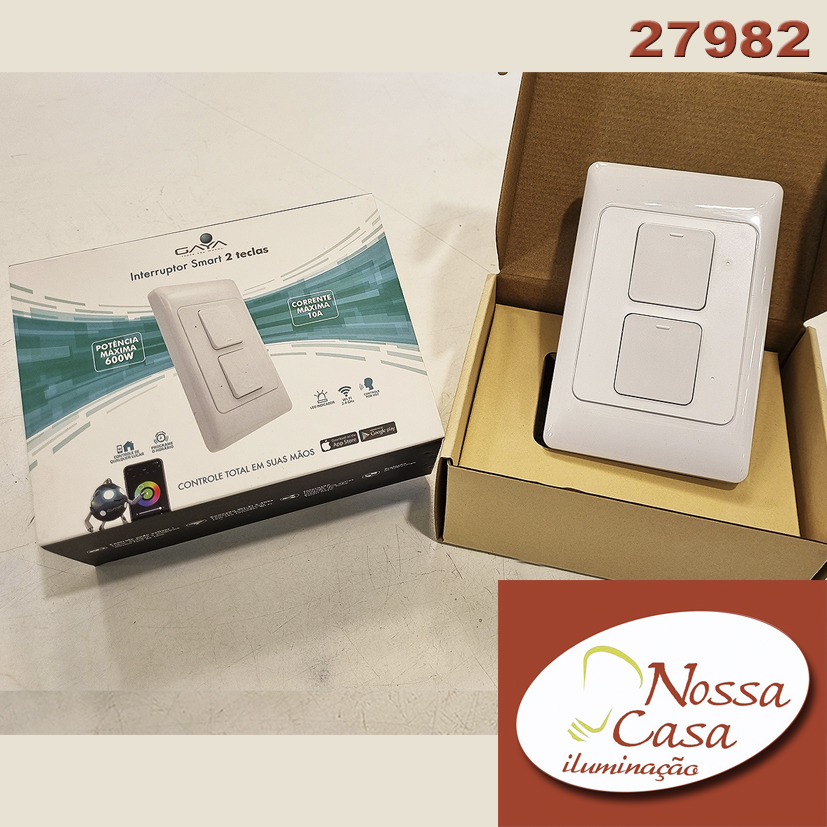 Interuptor 4x2 Smart para 2 seções. Controle por app via wi-fi