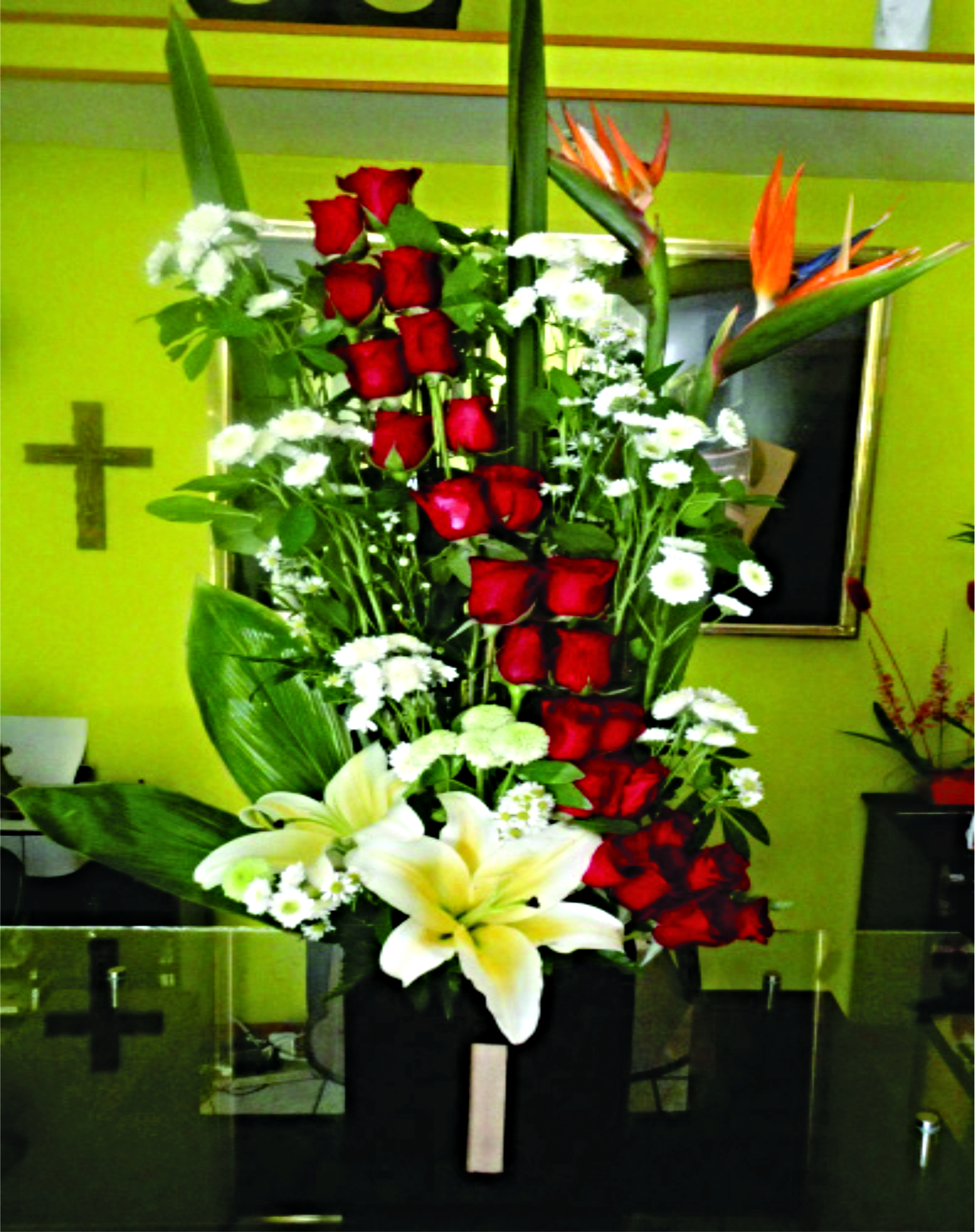 Arreglo A23 de 24 rosas rojas con dos lilies pueden variar el color y dos avez de paraiso.
$ 1200