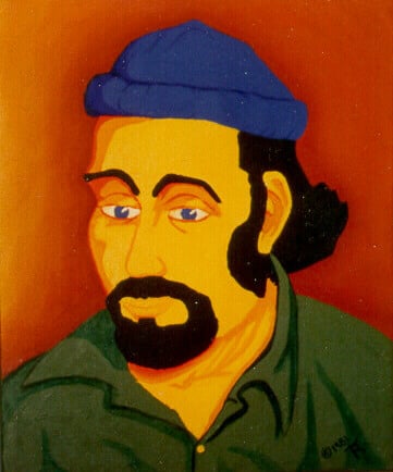Ap-014 THE BLUE HAT 18 inx 14 in Acrylic on Canvas 1982