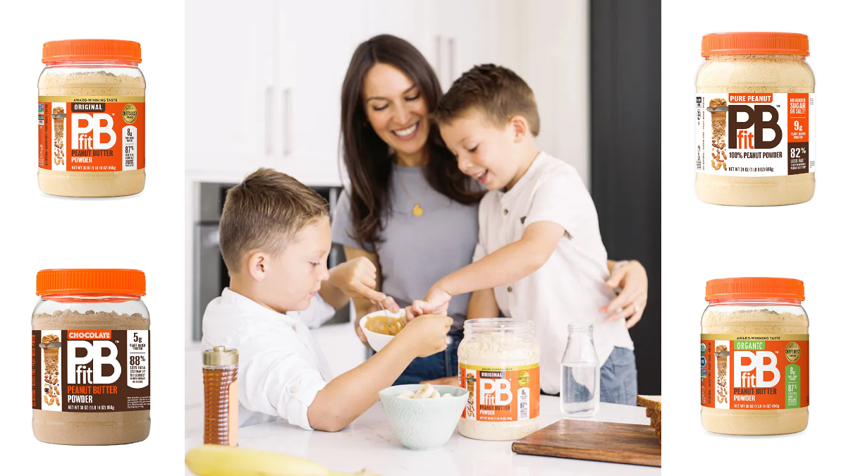 Mother and children with Peanut butter powder