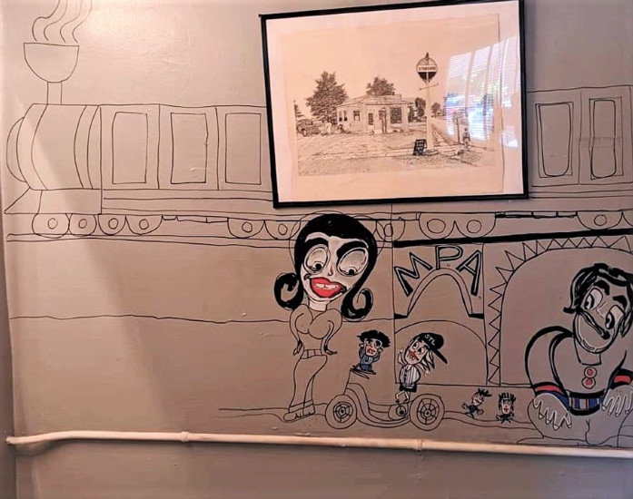 Bathroom mural commission. Work in Progress. All work by KeleneMonsterlove 