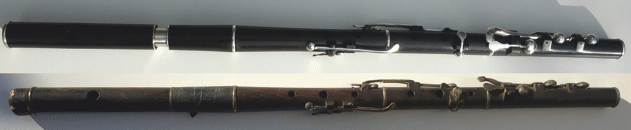 Wainright simple system flute before and after restoration.
