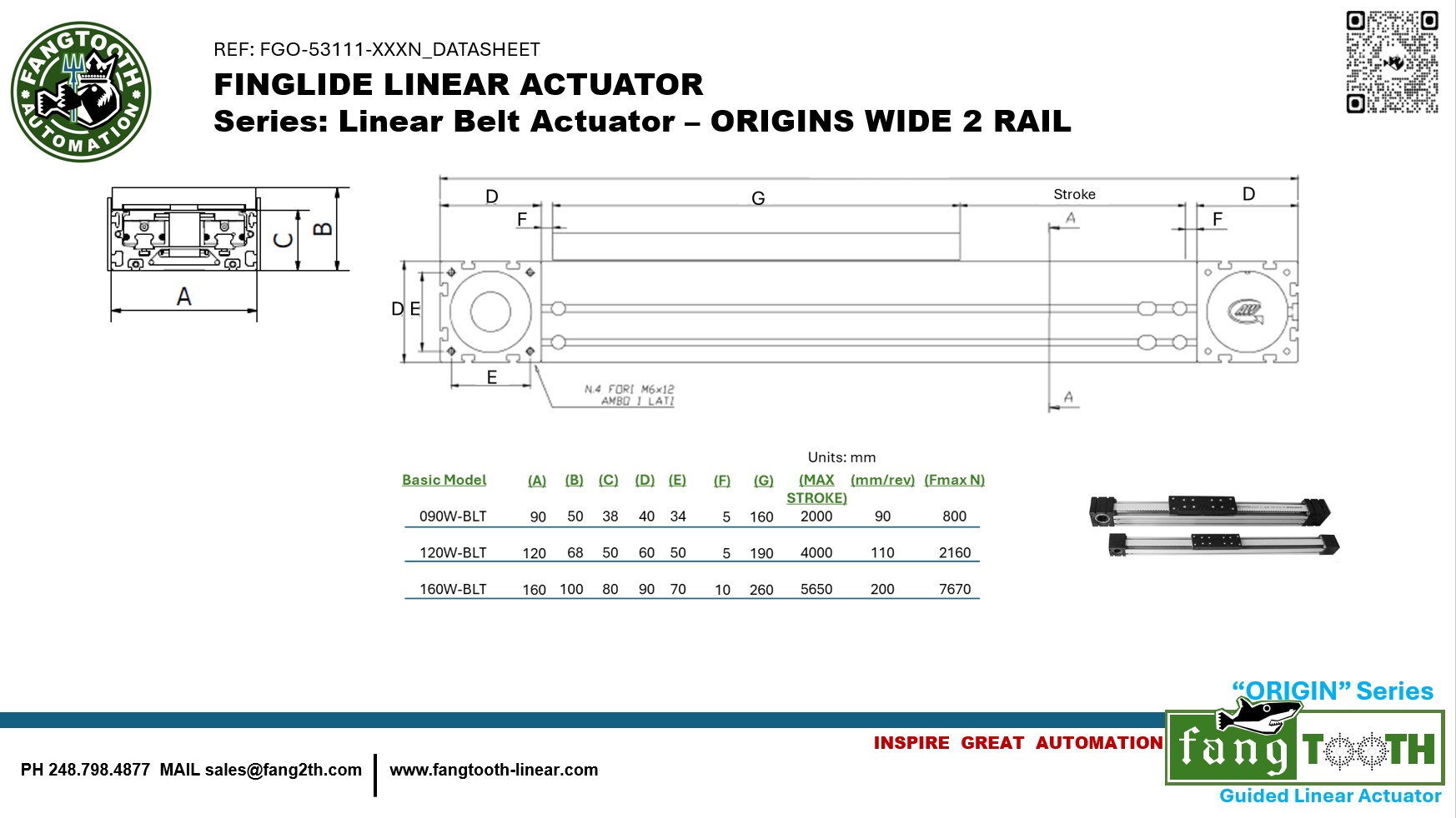 Linear Belt Actuator - ORIGIN - 2 Rail Wide