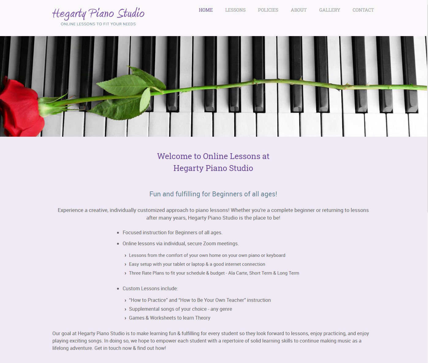Hegarty Piano Studio Website