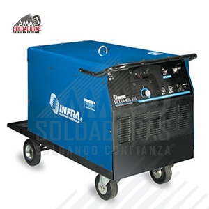 DELTAMIG 655

Categoría: Proceso MIG GMAW/FCAW
Trabajo: Industrial Pesado
Alimentación: 220/440 V
Rango de voltaje / amperaje: 10 a 44 V, CD                             
30-650 A, CD
Ciclo de trabajo: 100%
Suelda con: Para hacer soldadura con microalambre (GMAW) con transferencia de corto circuito y rocío, para la unión de perfiles y placas de acero dúctil inoxidable y aluminio.
Para aplicar soldadura con alambre tubular con núcleo de fundente (FCAW) para trabajos de soldadura en partes metálicas, hasta un diámetro de 3.2 mm (1/8”).
Aluminio en diámetros de 0.9, 1.3 y 1.6 mm (0.035”, 0.052” y 1/16”).